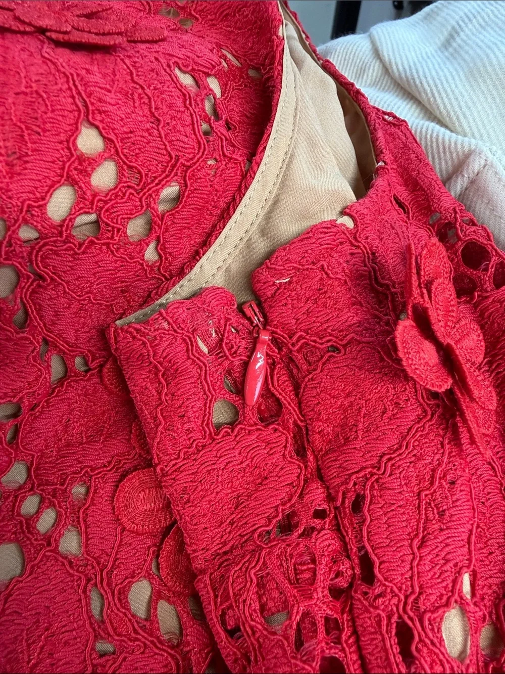 Michael Kors Scarlet Red Floral Lace Appliqué Dress NWT size 8